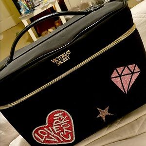 Victoria’s Secret Cosmetic Case Black Nylon Patches